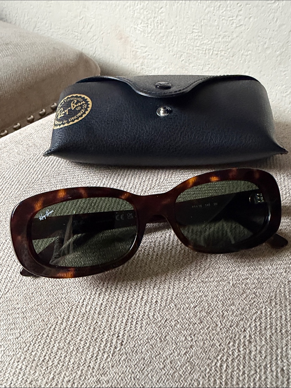 Ray-Ban Women's Tortoiseshell Frame Sunglasses with Dark Green Lenses